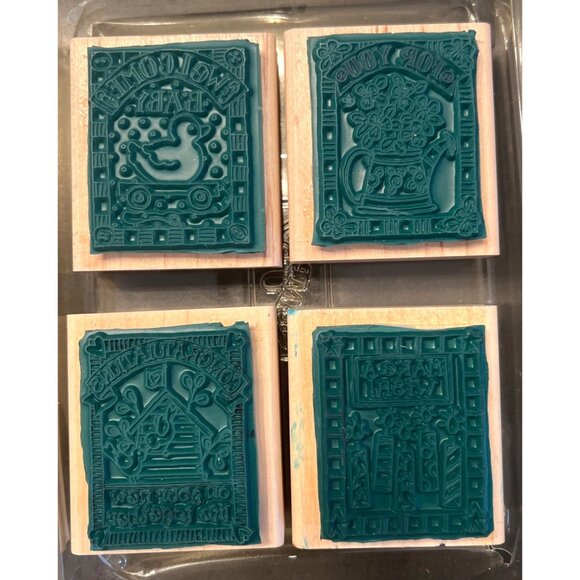 Limited Edition Stampin Up! 1998 Gifted Greetings Wood Mounted Rubber Stamp Set - Picture 3 of 5